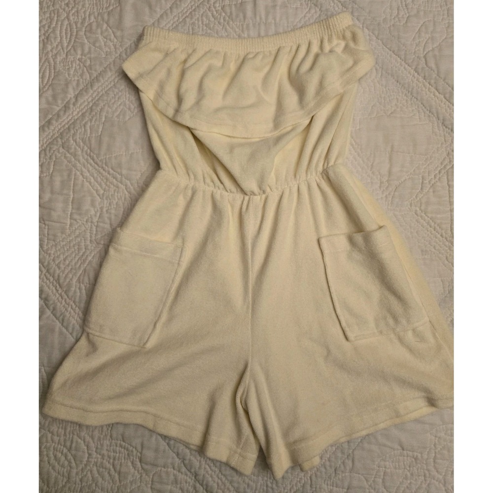 Vintage Gloria's Fashions Women's Romper Yellow Terry Cloth Cloth 1970s Small S